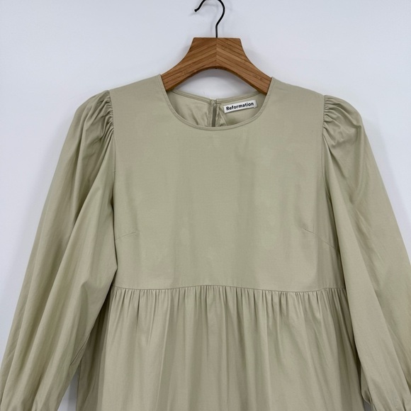 Reformation Beckett Tiered Mini Dress in Dried Herbs Size M - Picture 8 of 16